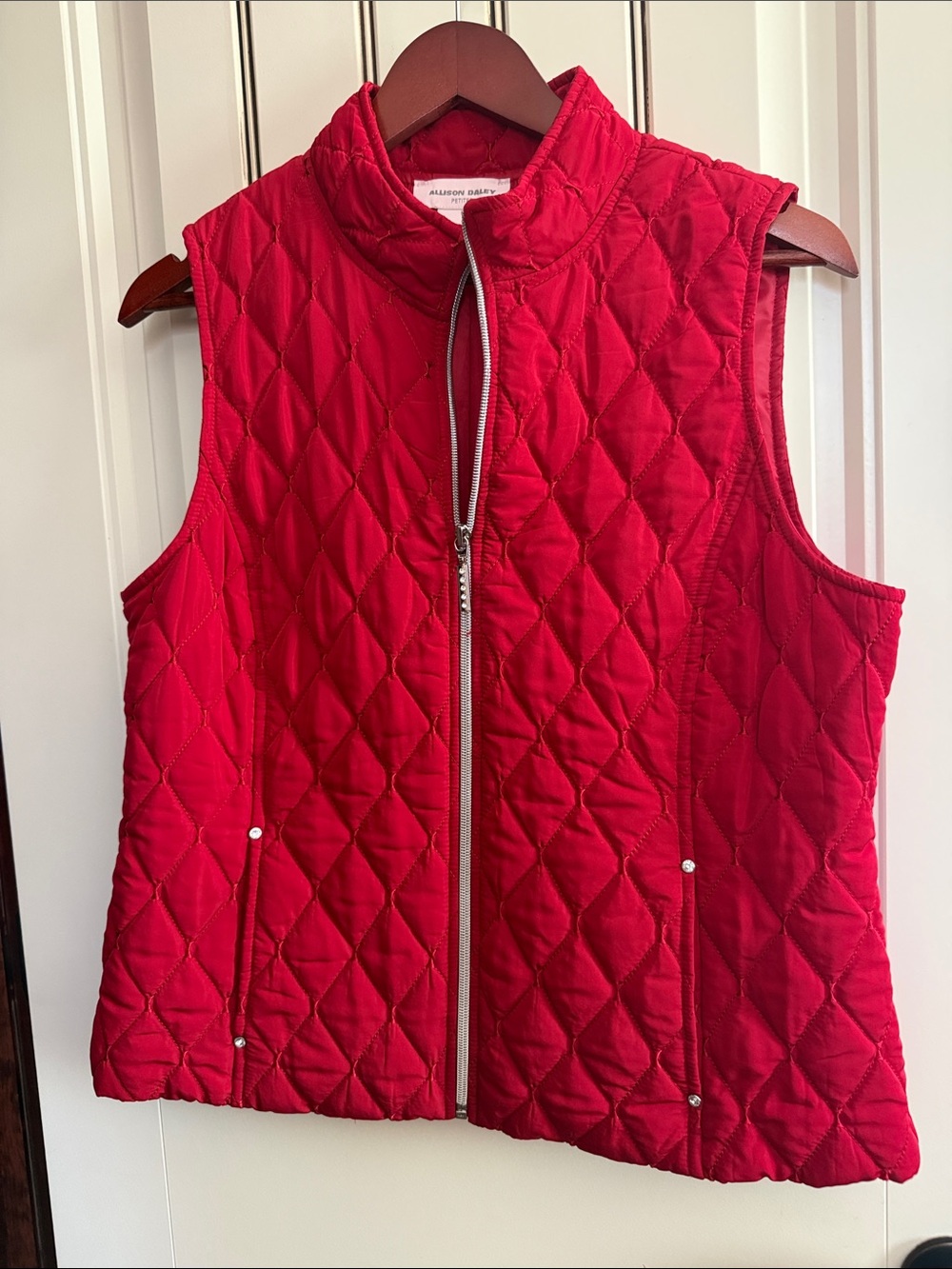 Allison Daley Quilted Red Zip-Front Vest